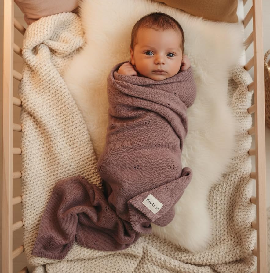 100% Luxury Organic Cotton Pointelle Knit Baby Quilt Blanket – Refined - Image 2