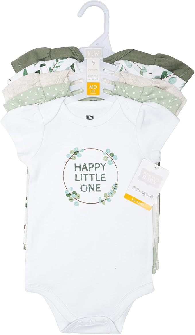 Hudson Baby Infant Girls Cotton Bodysuits 5-Pack - Image 2