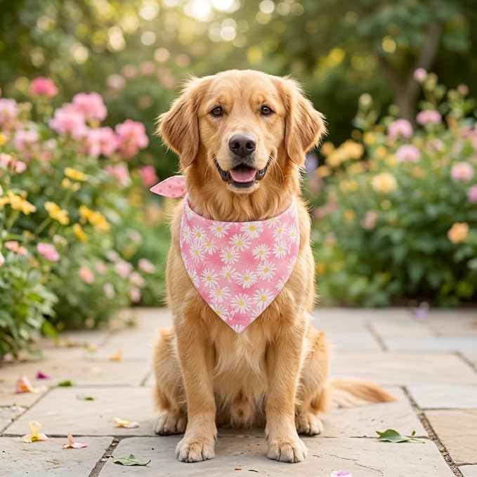 Spring Dog Bandana, Summer Dog Bandanas Boy Girl, Daisy Dog Scarf - Image 4