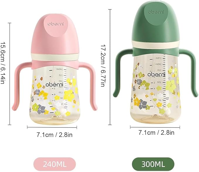 Baby Sippy Cup 240ml/8oz, Toddler Water Drinking Bottle with Non-Spill Valved Spout for 6+ Months, Green/2Pack
