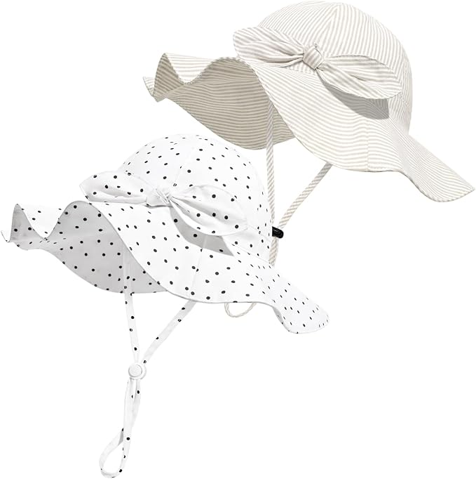 Baby Girl Sun Hat with UPF 50+ Outdoor Adjustable Beach Hat with Wide Brim by DANMY
