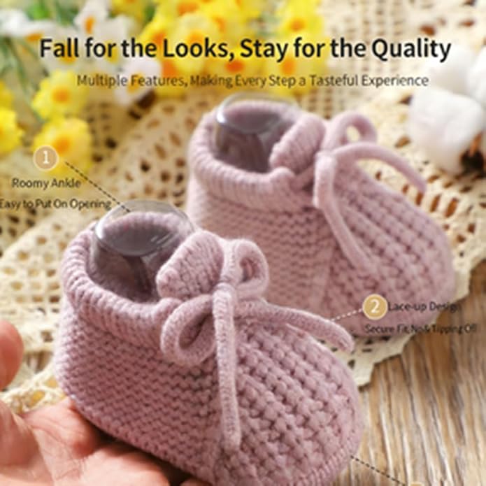 Newborn Shoes, Baby Girls Boys Hand Knit Booties, Photography Props, Photoshoot - Image 4