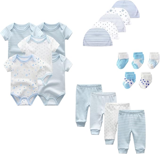 Unisex Baby Boy Girl Layette Sets Bodysuits Pants And Accessories 19 Packs Comfort Infant Outfit New Born Essentials