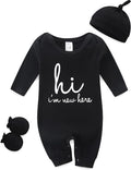 Baby Romper with Baby Mittens & Newborn Hats Footless Long Sleeve by Unknown