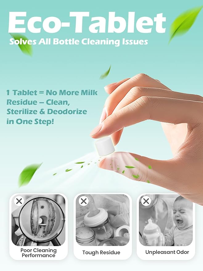 150PCS Official Detergent Cleaning Tablets: for Baby Brezza Grownsy Papablic Momfann Bottle Washer - Baby Bottle Washer Tablets for All Brands Bottles Washers Machines