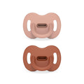 Color Essence SX PRO Silicone Baby Pacifier 2Pk, Made with 100% Soft Silicone, Baby Essentials Perfect for Breastfeeding Babies, Designed in Spain, 6-18 Mths, Nude/Orange