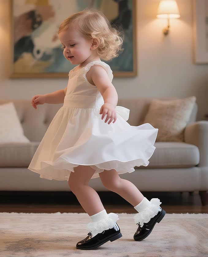 Methee ​Baby Girls Ruffle Socks, Infant Girls Double Lace Frilly Socks Newborn - Image 3