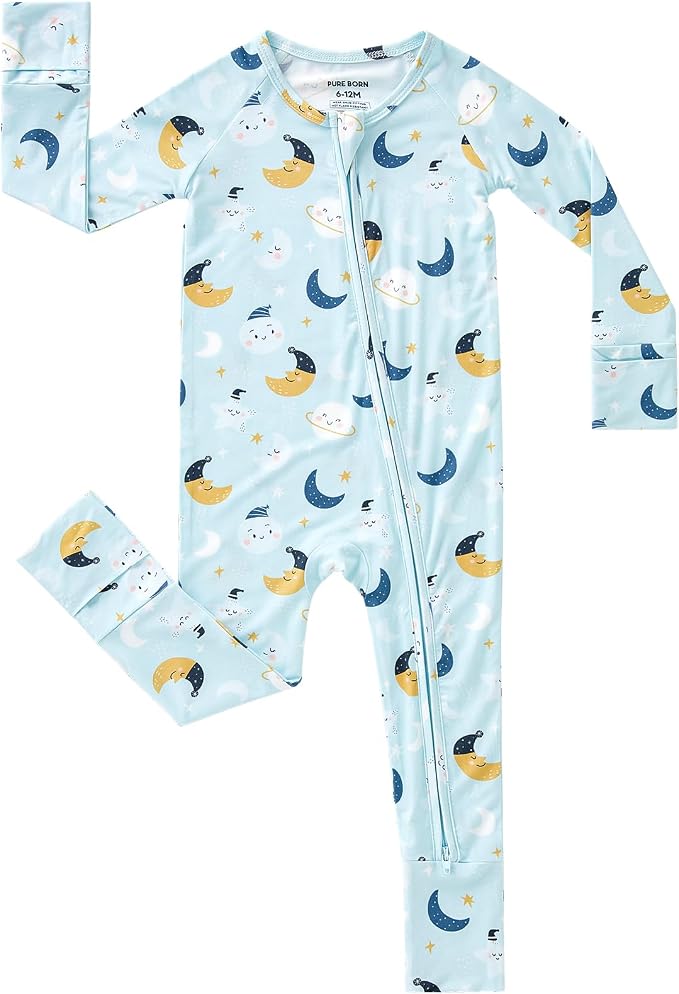 pureborn Baby Sleeper Viscose from Bamboo Zipper Footies Pjs 0-24 Months | by pureborn