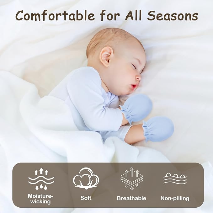 8 Pairs Baby Mittens Newborn No Scratch, Cotton Infant Gloves 0-6 Months | Soft - Image 5