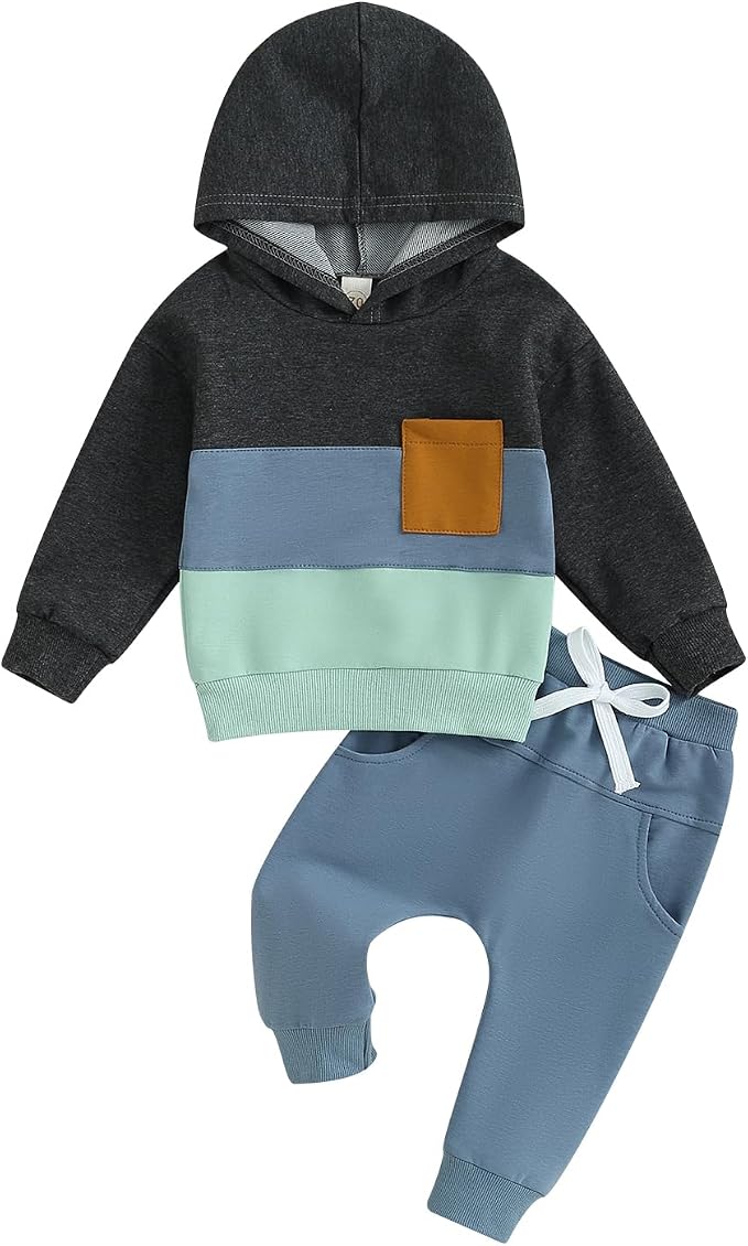 Infant Baby Boy Fall Winter Clothes Outfit Hooded Long Sweatshirt Pant Set by LIOMENGZI