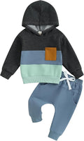 Infant Baby Boy Fall Winter Clothes Outfit Hooded Long Sweatshirt Pant Set by LIOMENGZI