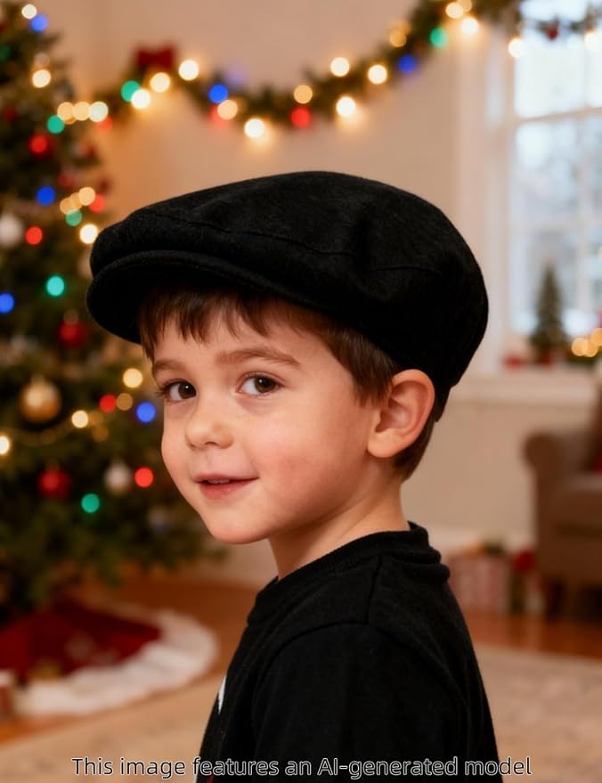A&J DESIGN Baby Boys Newsboy Cap Toddler Kids Tweed Vintage Flat Hat - Image 5