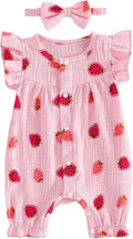 YINGISFITM Newborn Baby Girl Summer Clothes Short Sleeve Bubble Romper Bow by YINGISFITM