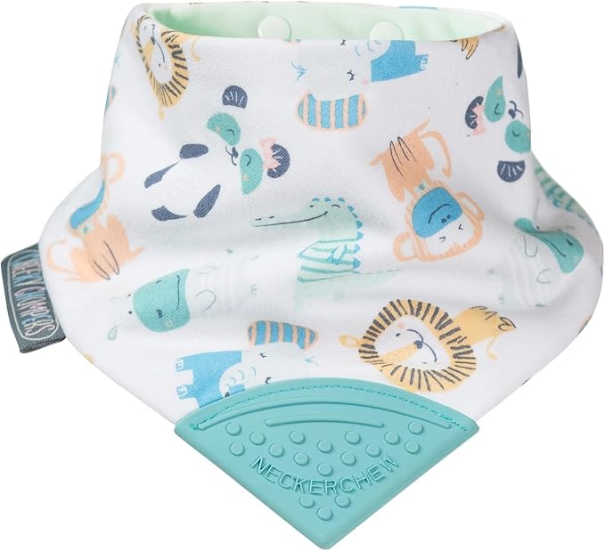 Cheeky Chompers Neckerchew Teething Bib, 2-in-1 Bandana Style Bib w/Food Grade by CheekyChompers