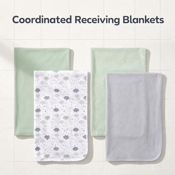 EVERYDAY KIDS 4 Pack of Soft Flannel Receiving Baby Blanket Set - Image 8