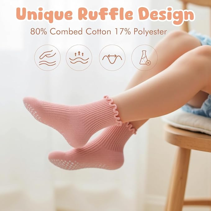 HONGTEYA 6 Pairs Toddler Ruffle Socks - Image 4