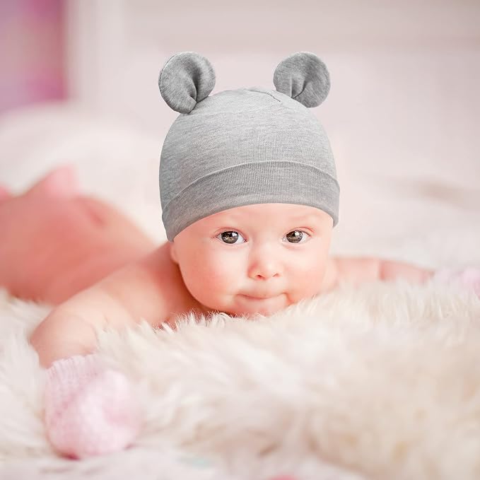 DRESHOW BQUBO 4 Pieces Baby Beanie Newborn Toddler Soft Cute Knit Hat Hospital - Image 8