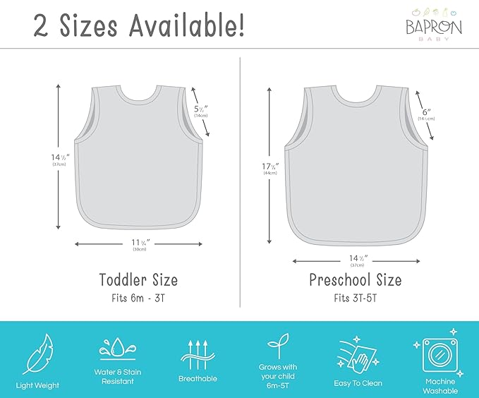 BapronBaby Minimalist Royal Blue Bapron - No Neck Tie Safer Bib for Baby & Toddler - Soft Waterproof Stain Resistant - Machine Washable - Sz Baby/Toddler 6m-3T