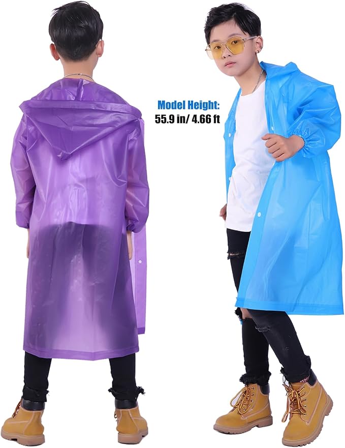 Kids Rain Jacket, 2 Pack Rain Ponchos - Image 6
