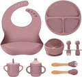 Silicone Baby Feeding Set 9 Pcs, Spill-Proof Suction Plate, Silicone spoon&forks by JELLDJKSiliconeBabyFeeding