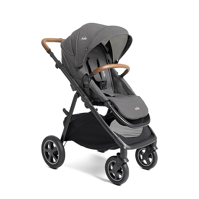 Joie Hazel Height Adjustable Stroller – Travel-Friendly Stroller with Height Adjustable Seat, Multi-Position Recline + Joie Mint Latch Base-Free Infant Car Seat – Travel System (Thunder)