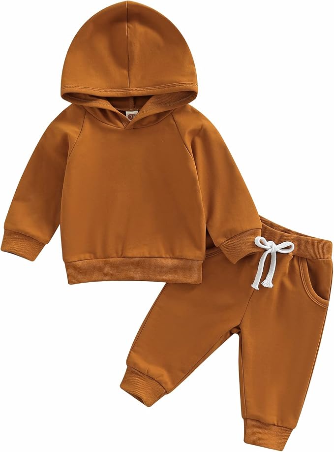 Thorn Tree Infant Baby Boys Pants Set Hooded Solid Sweatshirt Top Pocket by ThornTree