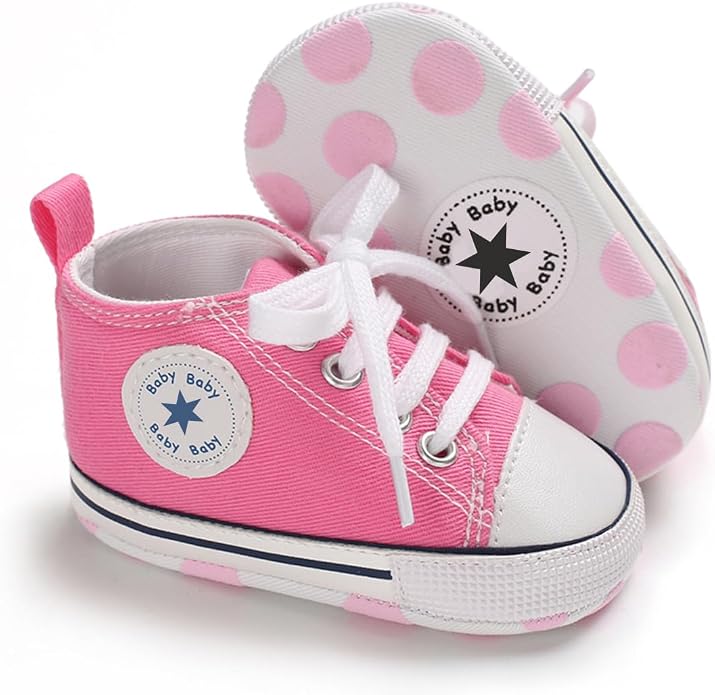 Unisex Baby Girls Boys Canvas High-top Shoes, Newborn Infant Anti-Slip Soft by KKIIDDSS