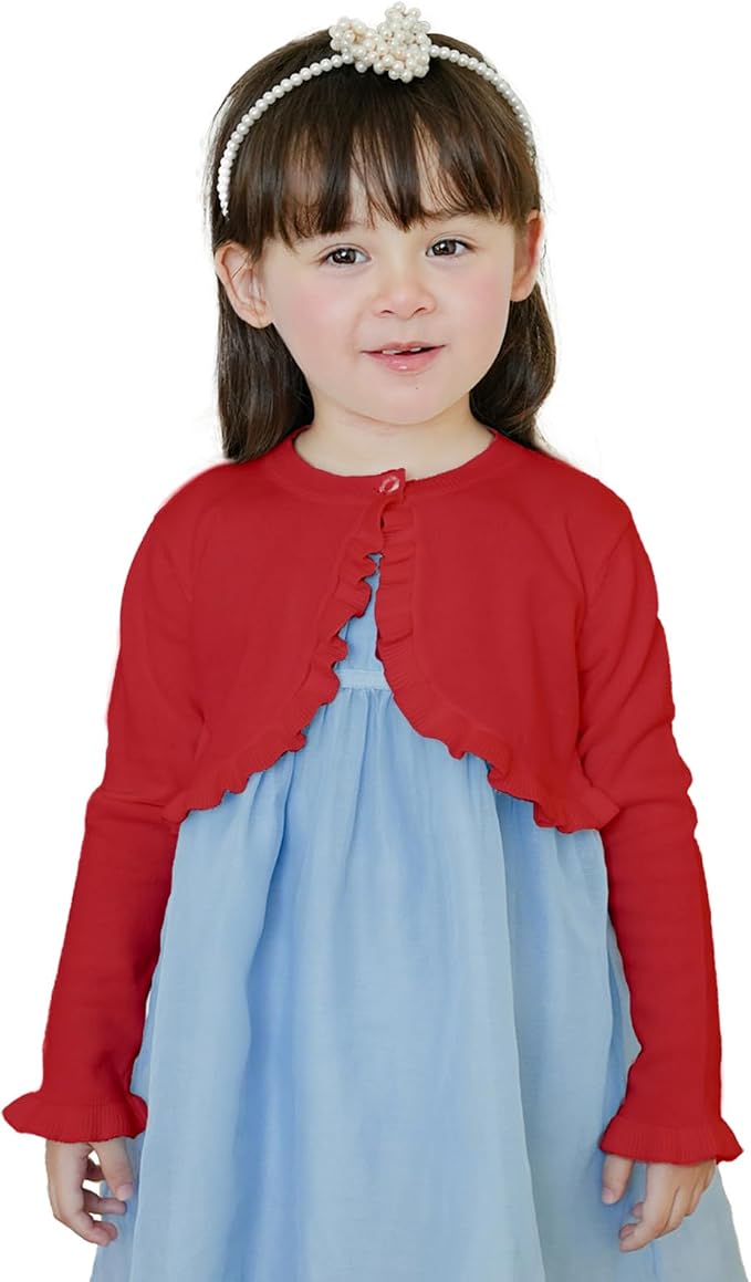 Toddler Girls Cardigan Sweater Bolero Shrug Baby Kids Long Sleeve Cropped Dress - Image 2