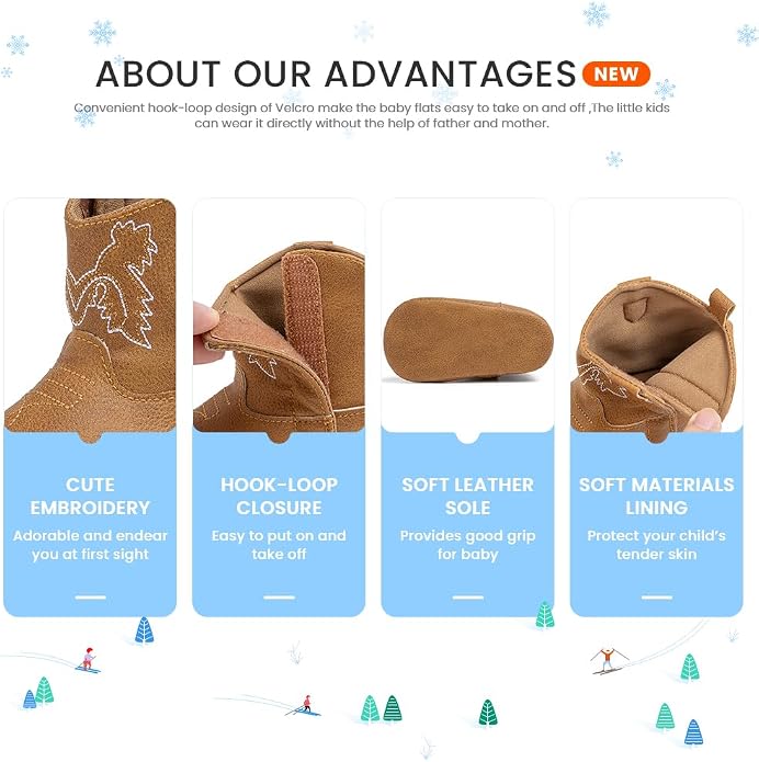 Meckior Baby Girls Cowboy Tassel Boots Side Zipper Moccasins Soft Bottom - Image 5