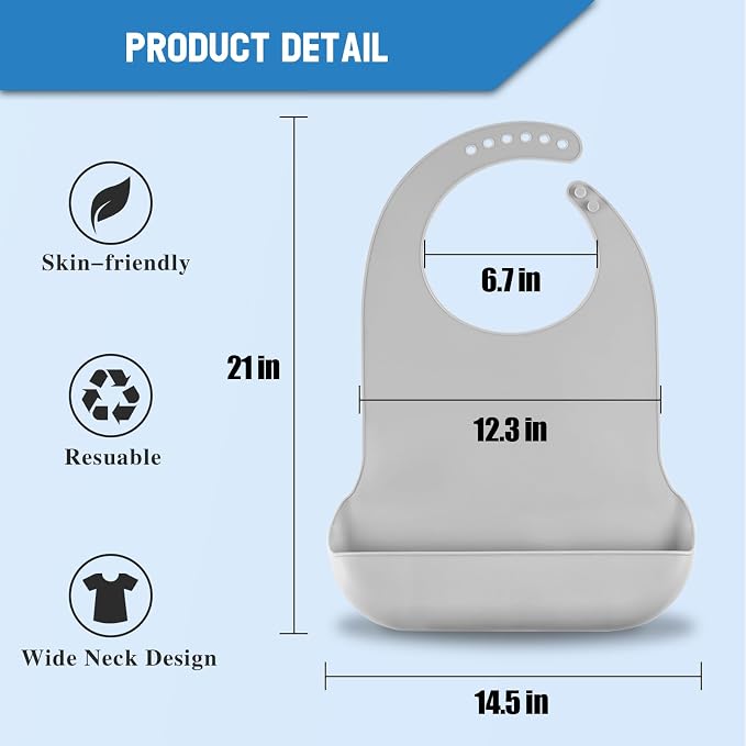 【LARGE SIZE】 Silicone Adult Bib, Washable Bib - Image 2