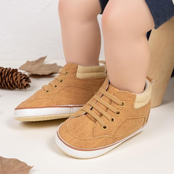 Meckior Toddler Baby Boys Girls High Tops Ankle Sneakers Soft Anti-Slip Sole PU - Image 2