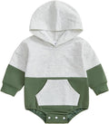 Thorn Tree Newborn Baby Boys Hooded Sweatshirt Long Sleeve Solid Romper Infant by ThornTree