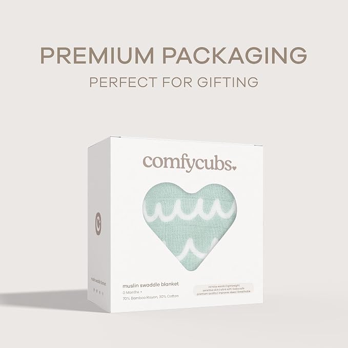 Comfy Cubs Muslin Swaddle Blankets Pack of 1, 47 x 47 Inch Soft Cotton Baby - Image 4