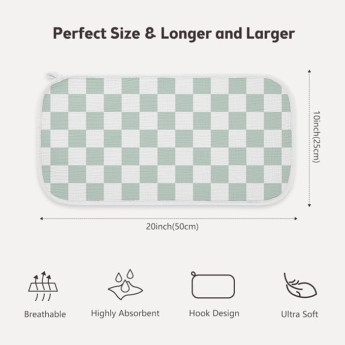 Bearmoss 10 Pack Muslin Burp Cloths, Newborn Essentials Large Extra Washcloths - Image 2