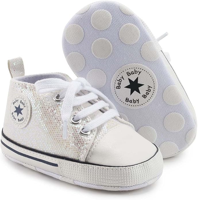 Unisex Baby Girls Boys Canvas High-top Shoes, Newborn Infant Anti-Slip Soft by KKIIDDSS