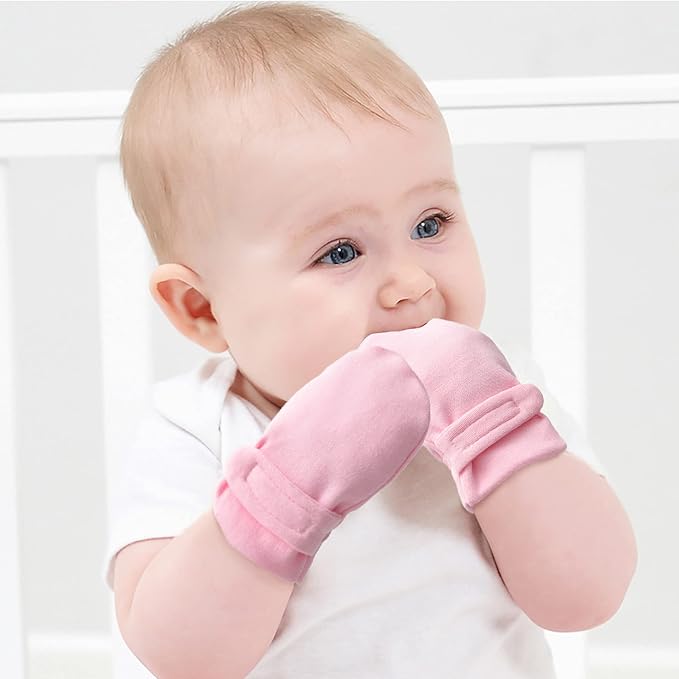 Newborn Baby No Scratch Mittens Stay On, 100% Cotton Breathable, Adjustable - Image 4