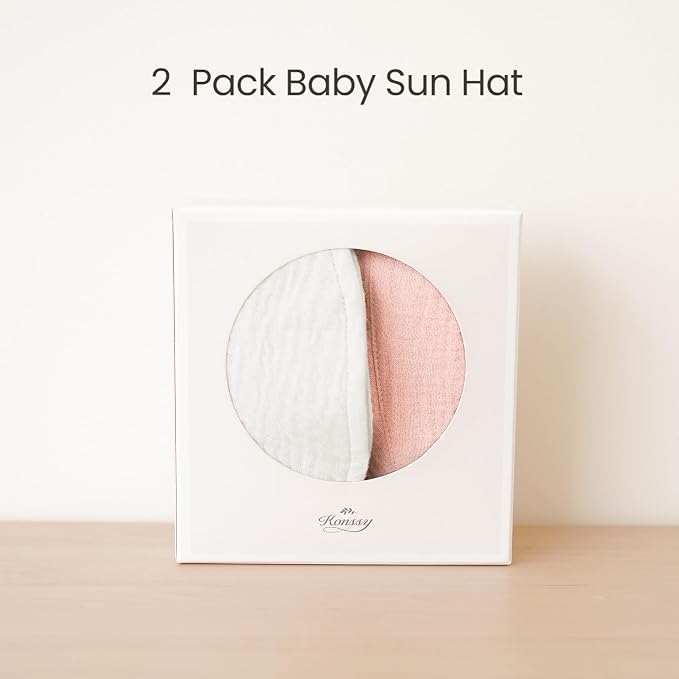 Konssy 2-Pack Muslin Baby Girl Sun Hats - Image 5