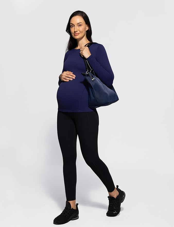 POSHDIVAH Women's Maternity Long Sleeve T Shirts Scoop Neck Pregnancy Tee Top Mama Clothes