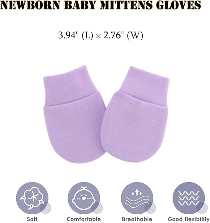 Newborn Hats Mittens Set Cute Baby Girls Boys Cotton Beanie hat Gloves - Image 3