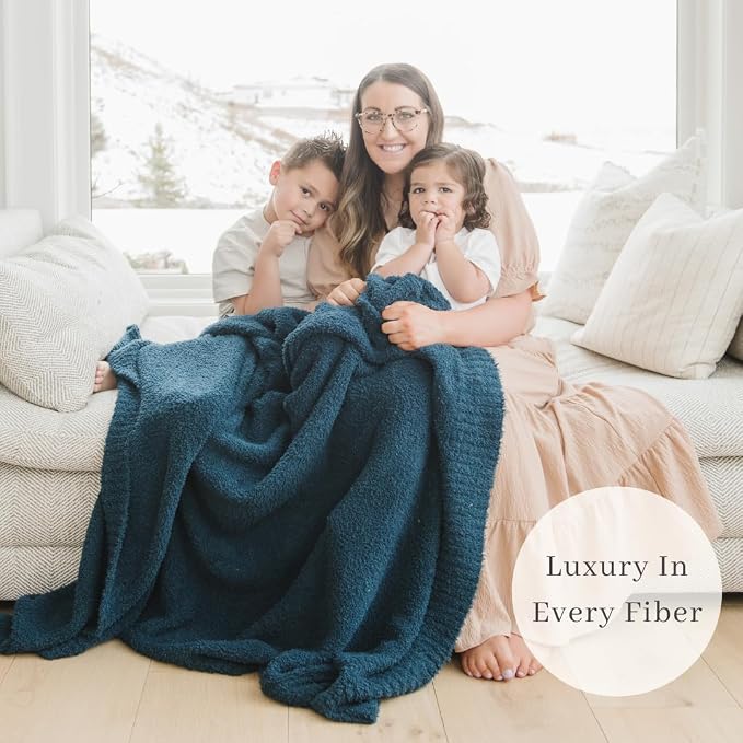 Saranoni Bamboni Luxury Throw Blanket Cozy Plush Home Decor Blue 50" x 60" | - Image 5