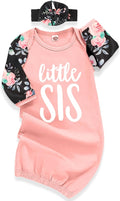 AMAWMW Newborn Baby Girl Little Sister Sleeper Gown Stripe Long Sleeve by AMAWMW