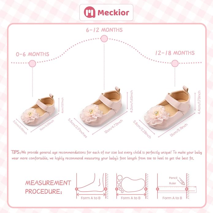 Meckior Infant Baby Girls Soft Sole Bowknot Princess Wedding Dress Mary Jane - Image 6