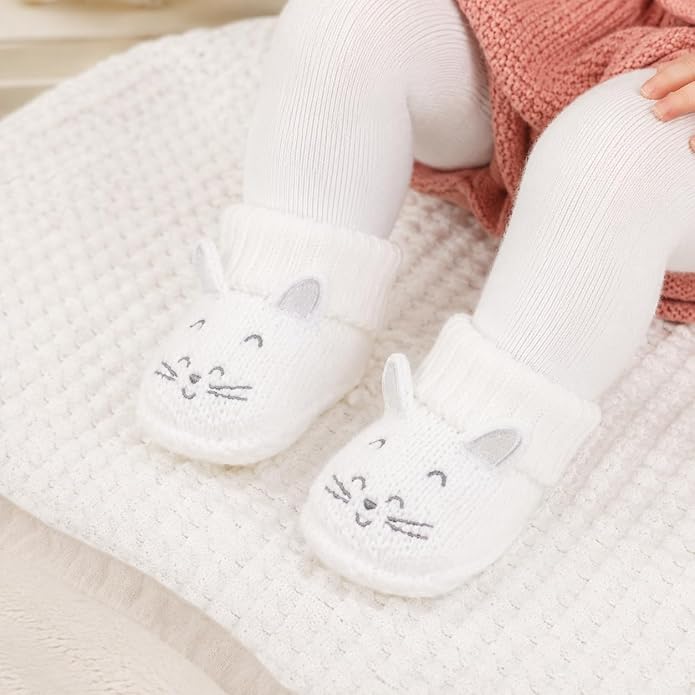 2 Pairs Baby Booties Newborn First Walkers Cozy Shoes Warm Knit Soft Booties - Image 8