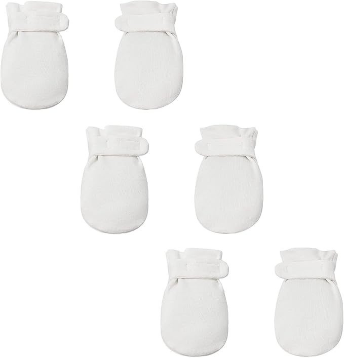 Newborn Baby No Scratch Mittens Stay On, 100% Cotton Breathable, Adjustable by Reyow