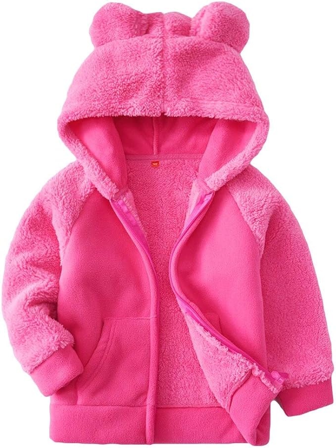 Toddler Winter Coats Baby Boys Girls Fuzzy Sherpa Fleece Jackets - Image 2