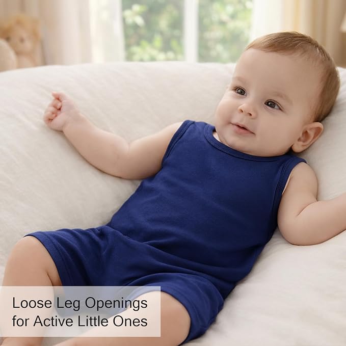 DEFAHN Viscose made from Bamboo Baby Boy Sleeveless Romper 2 Pack Infant Solid - Image 5