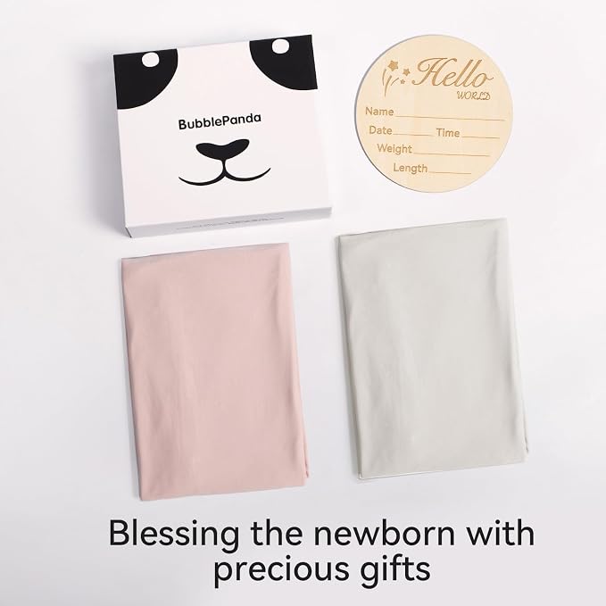 BubblePanda Rayon Made from Bamboo Newborn Swaddle Blankets 47"x47" 2-Packs | - Image 7