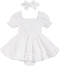 GRNSHTS Baby Girl Romper Dress, Puff Sleeve Smocked Outfit by GRNSHTS