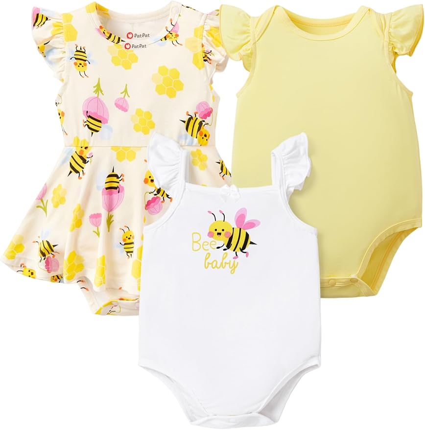 PATPAT Baby Girl Bamboo Viscose Bodysuits Set by PATPAT
