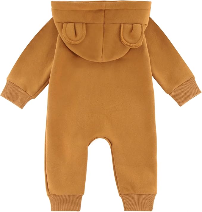 Baby Jumpsuit Hoodie Romper Zipper Long Sleeve One Piece Outfits Warm Clothes - Image 2